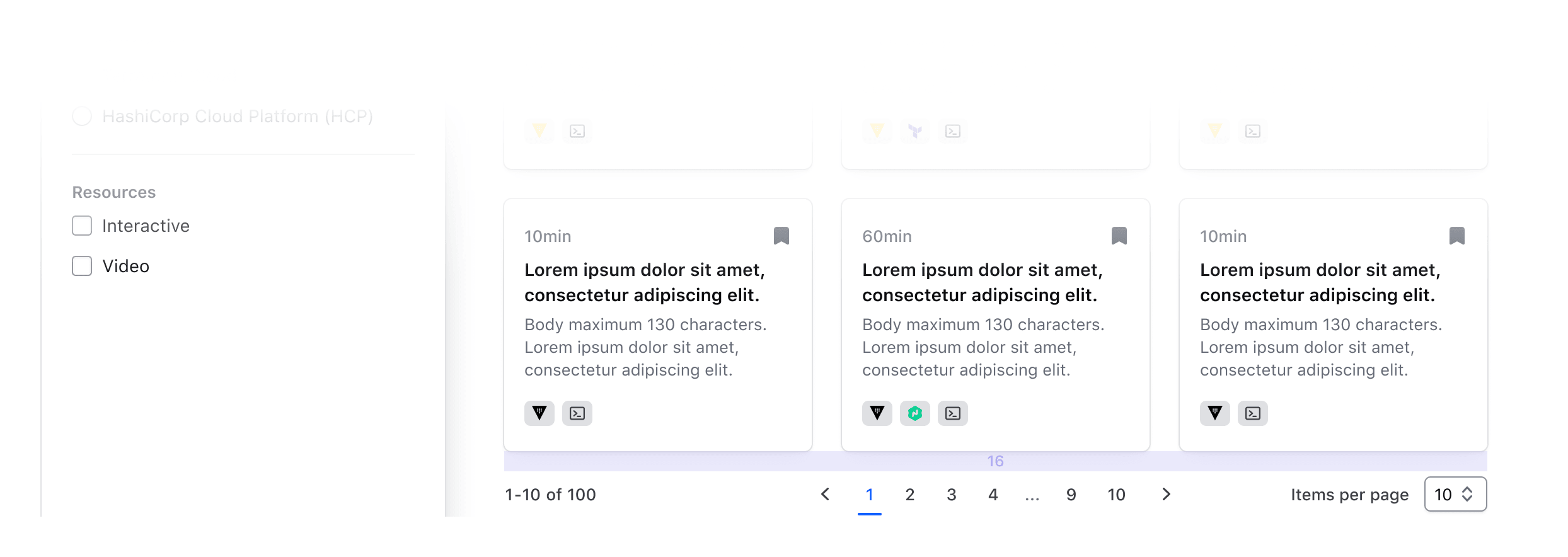 Pagination paired with other types of content